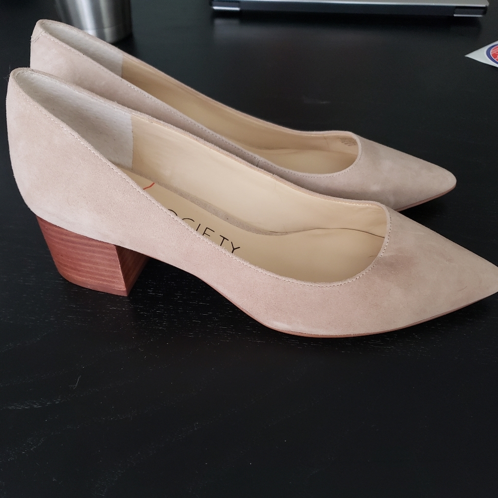 Cream Faux Suede Heels